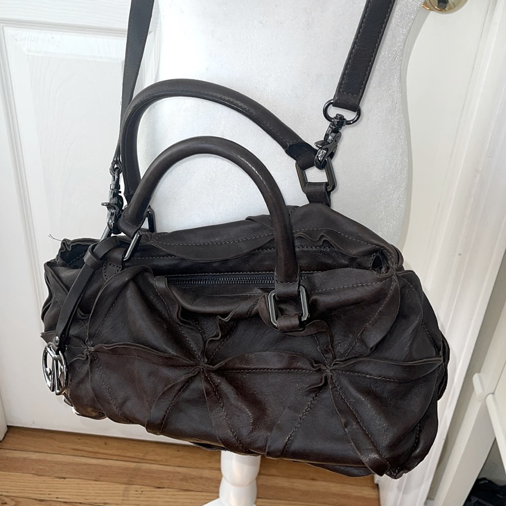 EUC Coccinelle Dark Brown leather purse cross body or handles